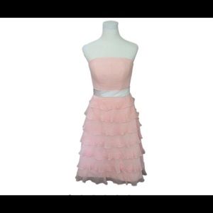 Light pink, chiffon tiered, ruffled cocktail dress!